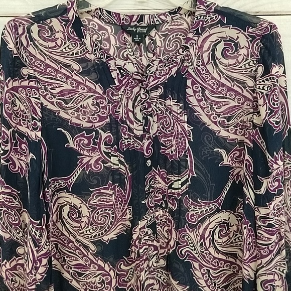 Lucky Brand Sheer Paisley Hi Low Tunic - Picture 5 of 8